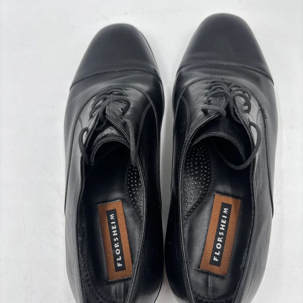 Florsheim Men's Shoes 9.5 D Dress Black Leather Cap Toe Oxford Lace 17168